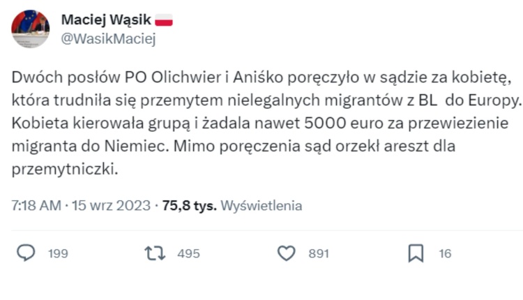 Posłowie PO poręczyli w sądzie za kobietę, która zajmowała się … przemytem nielegalnych migrantów - TV Republika