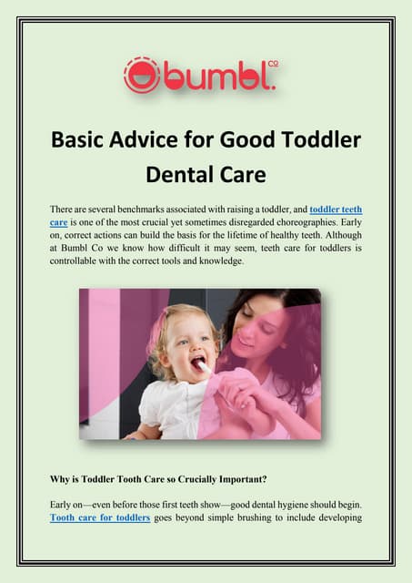 Basic Advice for Good Toddler Dental Care | PDF