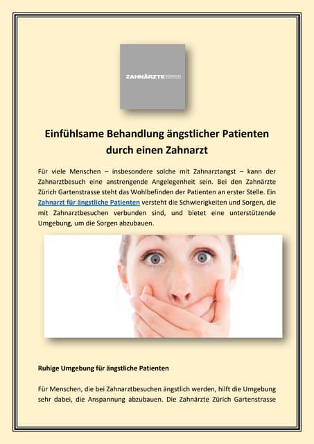 Einfühlsame Behandlung ängstlicher Patienten durch einen Zahnarzt | PDF