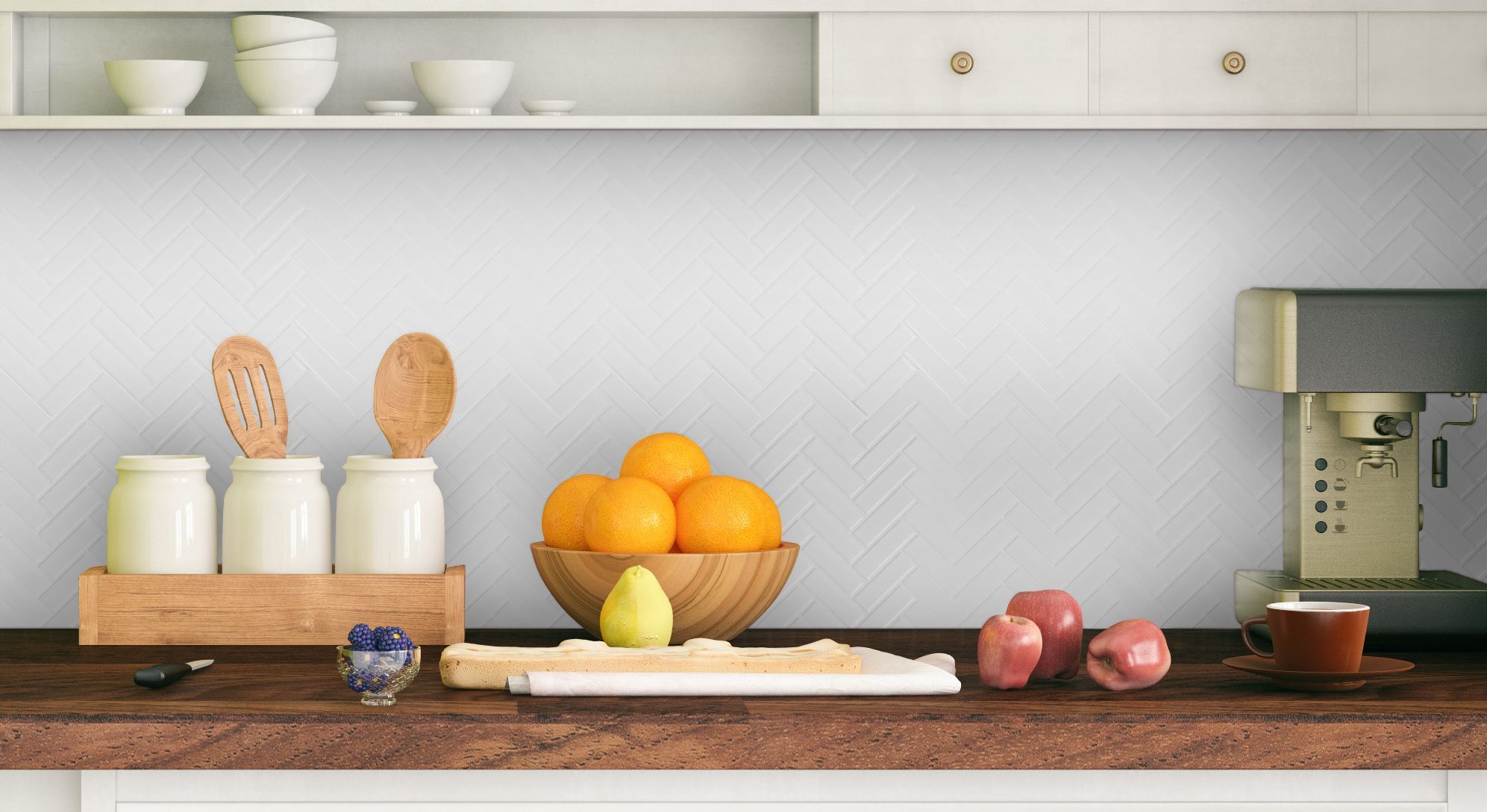 Give a beautiful look To Your Kitchen With Herringbone Tiles